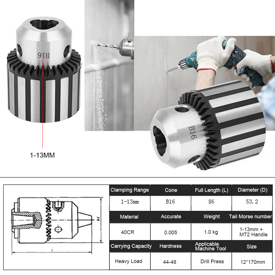 1-13mm MT2 B16 High-precision Bench Drill Drilling... – Grandado
