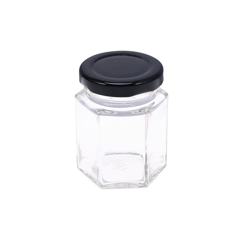 10pcs Hexagon Transparent Glass Bottle Honey Storage Bottle Empty Jar Nut Sugar Canister Tank For Home Kitchen