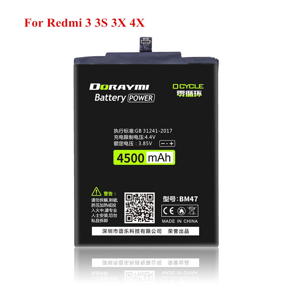 DORAY mi BN31 BN37 BM22 BM47 BM49 BATTERIJ Voor xiao Mi mi 5 5X A1 max RED MI 3 3S 3X4X6 6A Note 5A Pro Y1 Lite Vervanging Bateria: BM47-Redmi 3X 4X