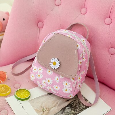 Vento marea mini rygsæk crossbody tasker til teenagepige kvinder skulder telefon pung koreansk stil trendy kvindelig taske: Blomst lyserød
