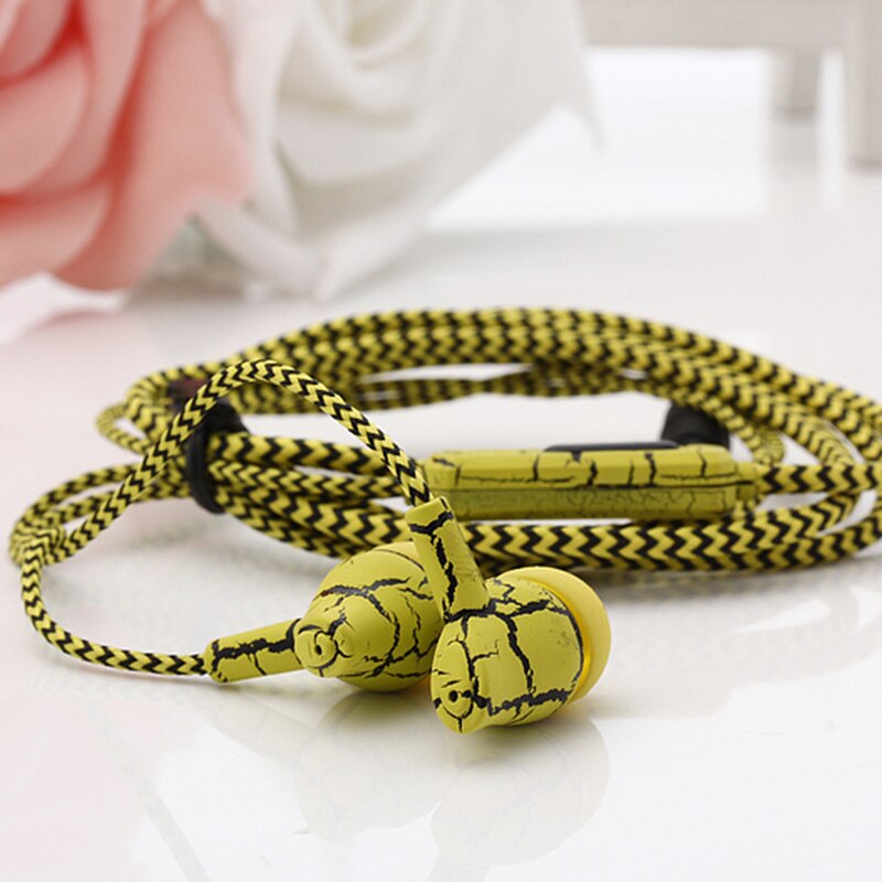 verdrahtet Stereo Riss Geflochtene Kopfhörer Mit Micphone in-ohr Geknackt Coole Kopfhörer Für Smartphone: Gelb