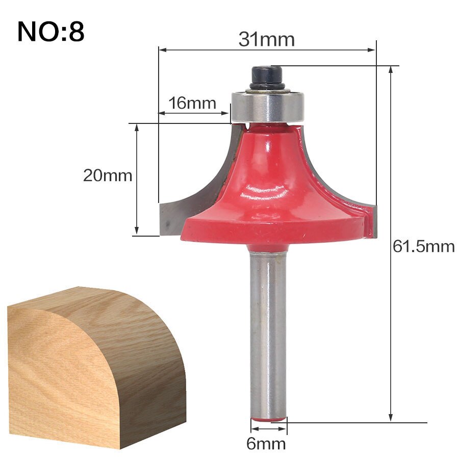 1 pc 6mm Schacht Klassieke Hoek Ronde Inham Doos Frezen C3 Carbide Reiniging Flush Trim Hout Router Bit straight End Mills