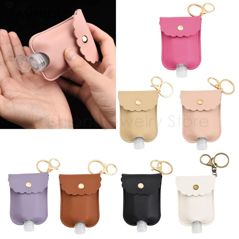 60ml Tragbare Squeeze Flasche Leere Dicht Kunststoff Reise Flasche für Hand Sanitizer mit Leder Keychain Halter Clips