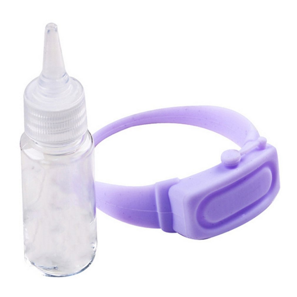 Pulsea dispensado de mano desinfetante de manos dispensado de gel de sílie potátil bombas desinfetante pulseas de mano pulsea de muñea: purple