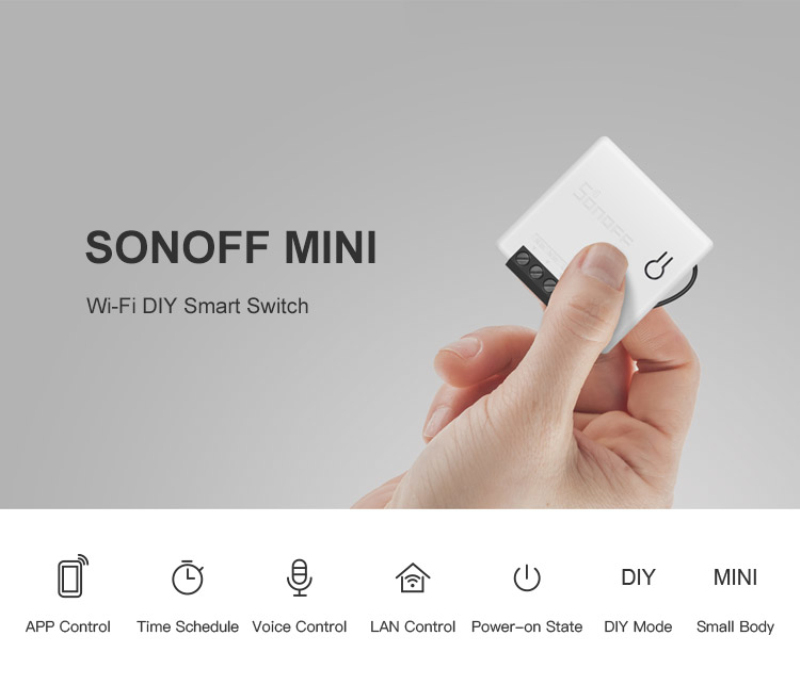 Itead Sonoff MINI interruptor inteligente DIY pequeño Control remoto interruptor Wifi compatible con un interruptor externo trabajo con Alexa Google A casa