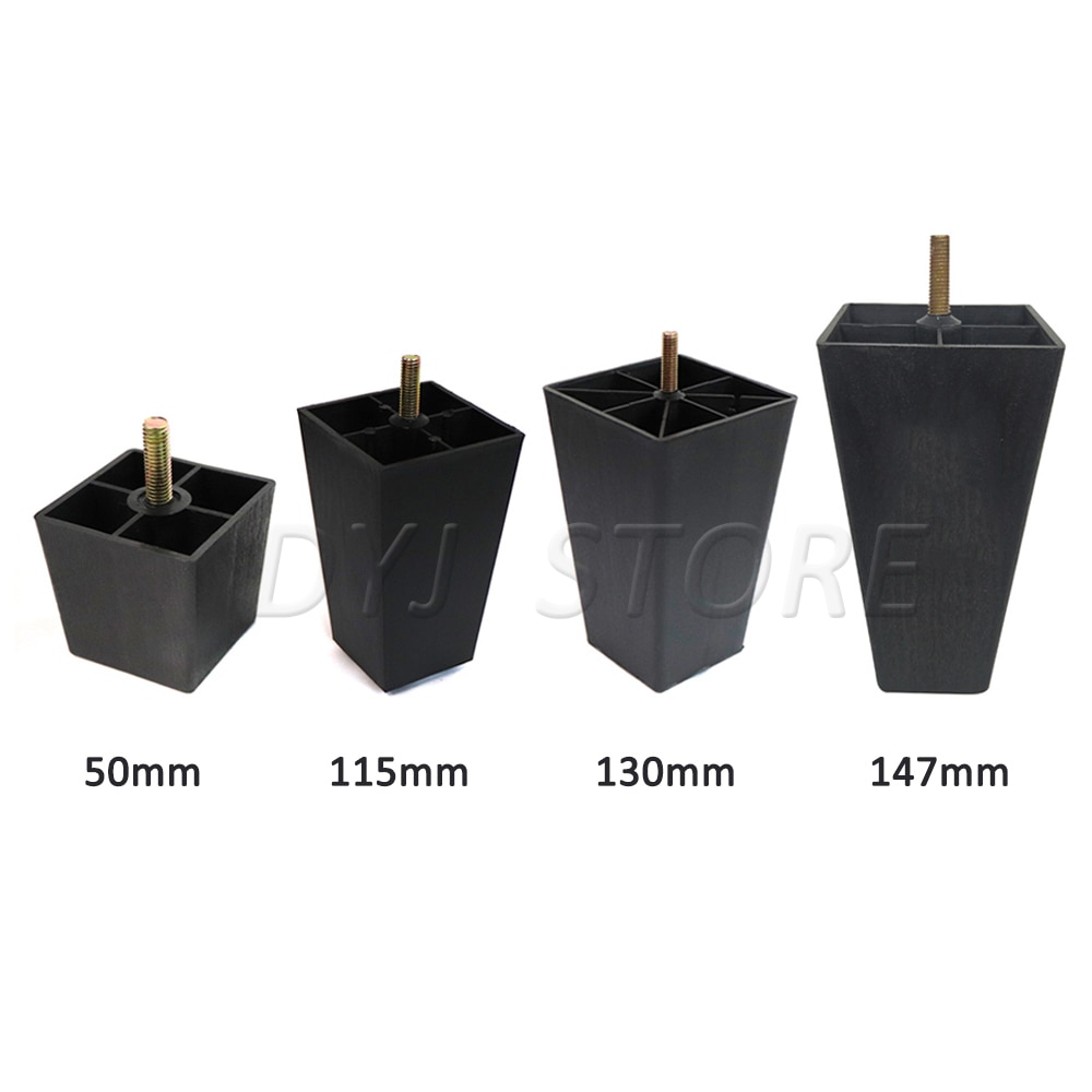 1/4 Pcs Multi-size Square Plastic Furniture Legs Replacement Sofa Legs With M8 Bolts For Couch Cabinet Bed tv stands