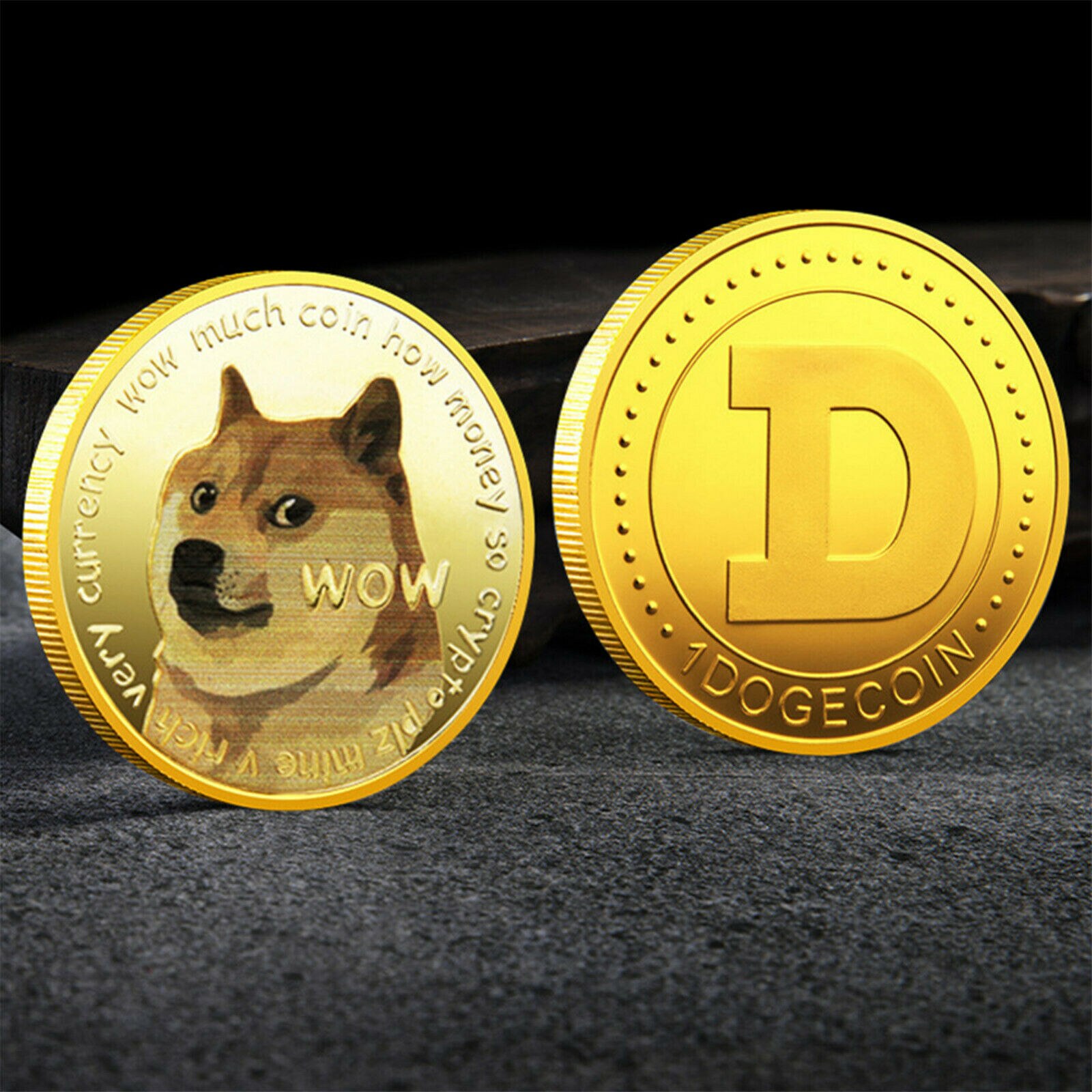 Gold Silver Plated Dogecoin Commemorative Coin - Dog Pattern Souvenir Collection