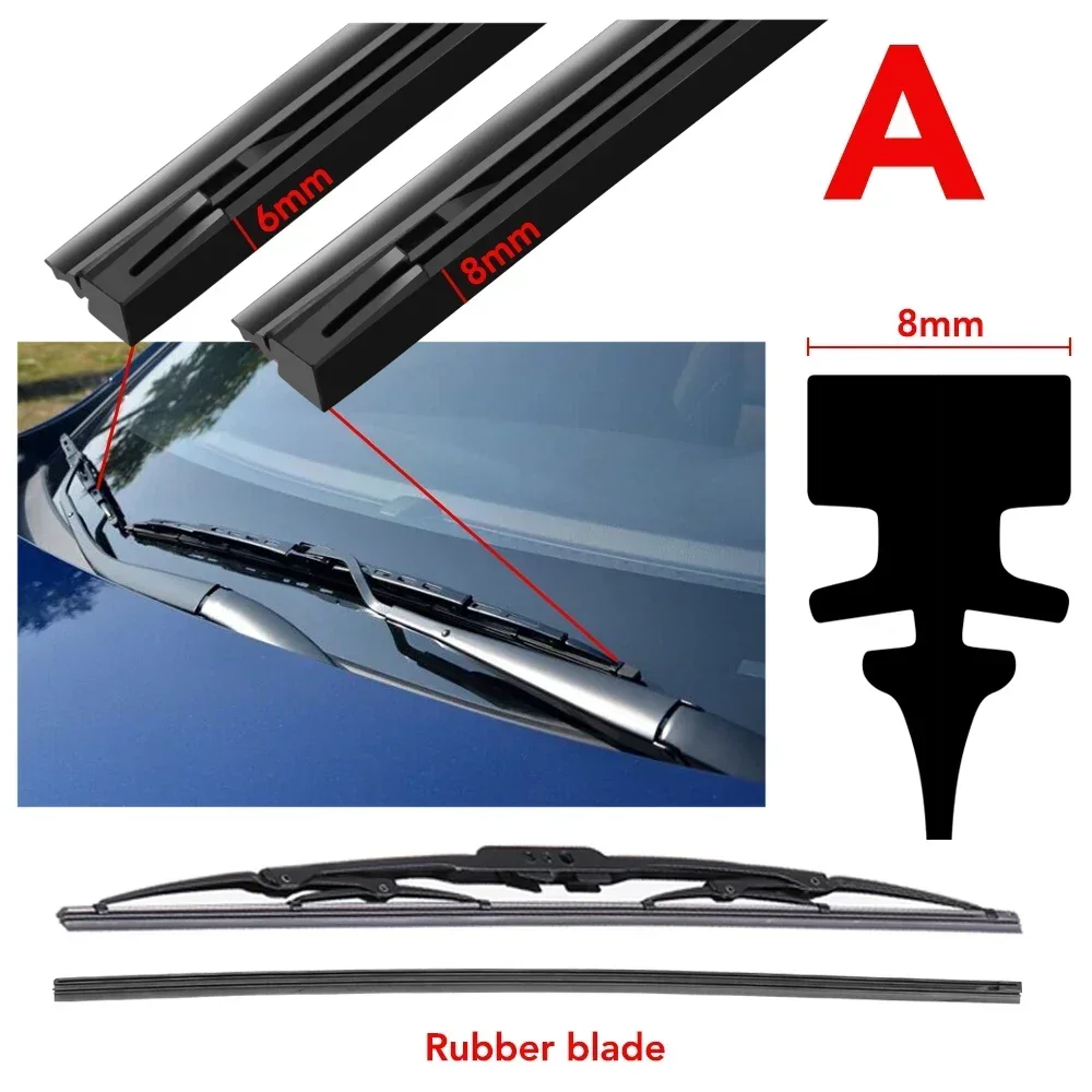 Auto Ruitenwisser Rubberen Strips Refill Wisserblad Vervangende Onderdelen Alle Soorten Seizoenen Ruitenwisserbladen Blade Zachte Auto Accessorie: zwart / 24"
