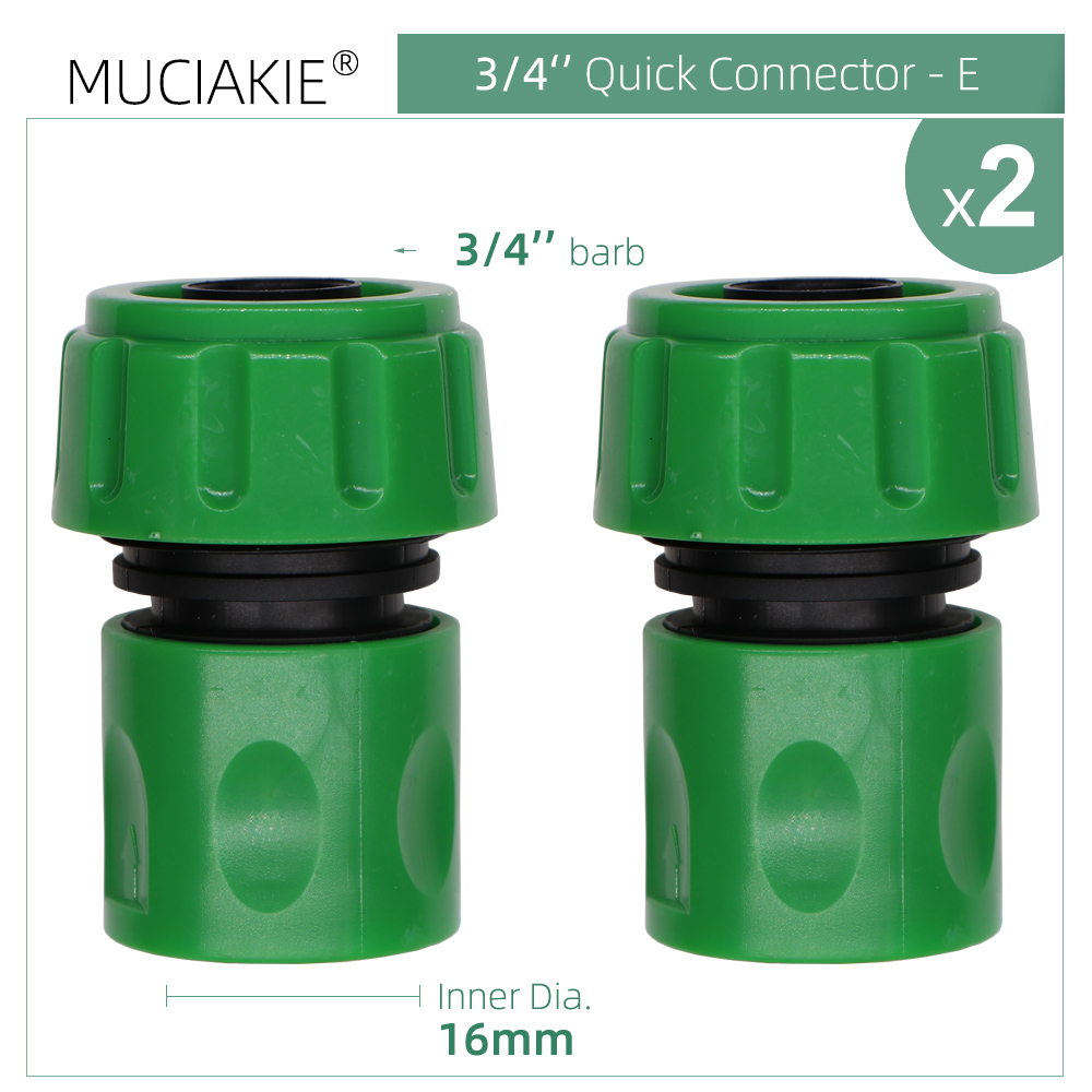 Conector rápido de grifo de manguera de jardín, adaptador de acoplamiento de 1/8, 1/4, 1/2 y 3/4 pulgadas, Unión de tubo de ajuste de riego para el hogar, 2 uds.: E