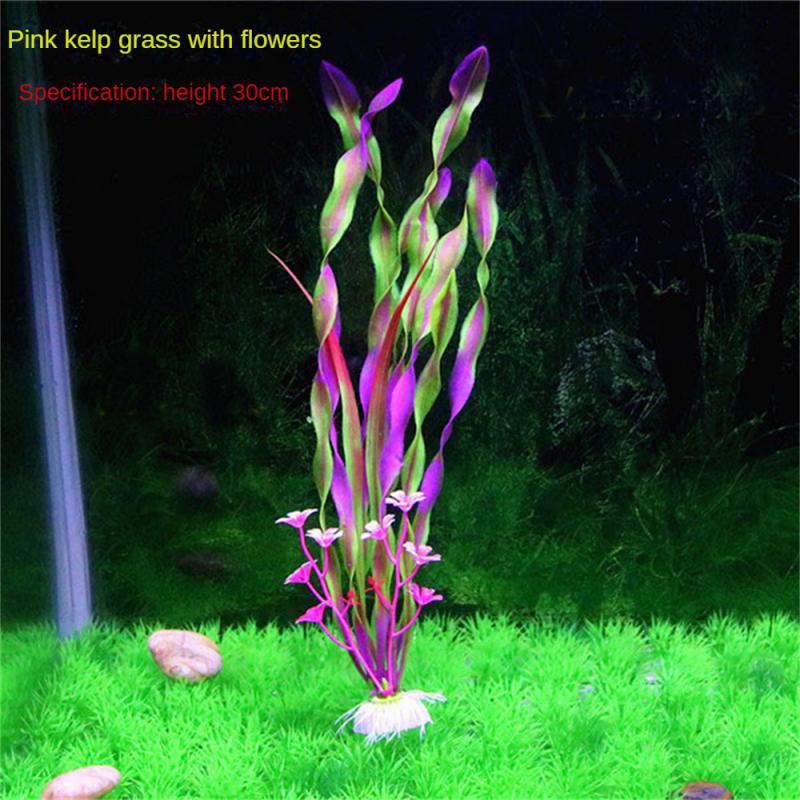 Plantas artificiales de decoración para acuario, suministros decorativos para pecera, adornos de paisajismo, accesorios de acuario: Rosa