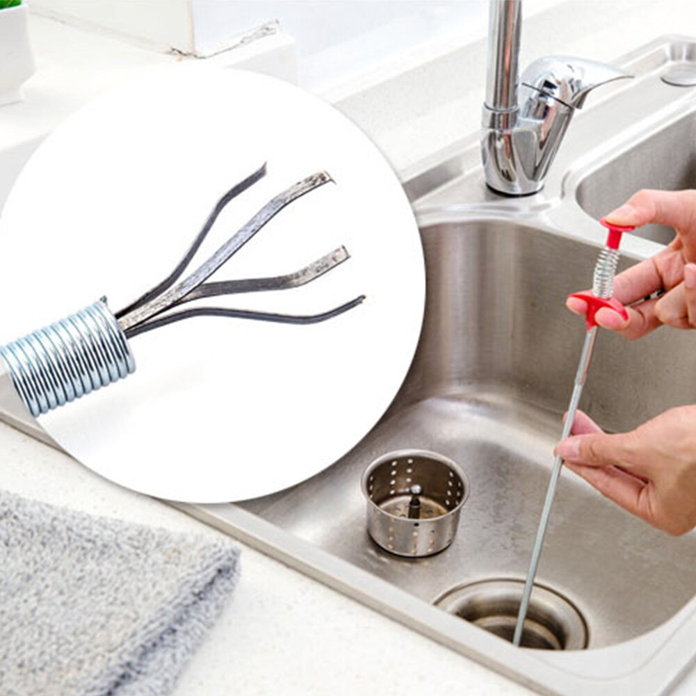 Prevent Sink Drain Clog Cleaner Water Sink Cleaner Snake Unblocker Kitchen Bath Rod Hair Remover Spring Pipe Dredging Tool