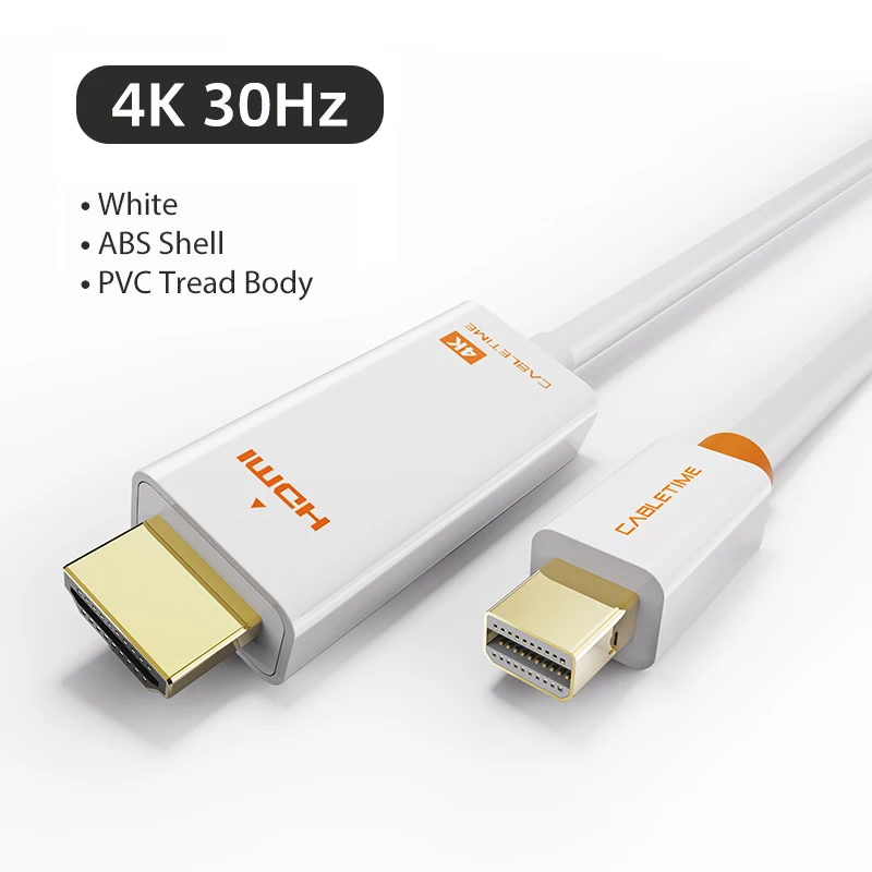 CABLETIME Mini Displayport do HDMI kabel Mini DP 1.2 Thunderbolt Displayport do HDMI kabel 1080P dla Surface pro 6 telewizor z dostępem do kanałów C054: zielony / 2 m