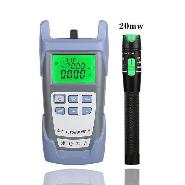 AUA7 FTTH Fiber Optic Tool Kit VFL Fiber Optical Power Meter 70～+10dbm and 1~30MW Visual Fault Locator Fiber optic test pen OPM: AUA 7 and 20KM