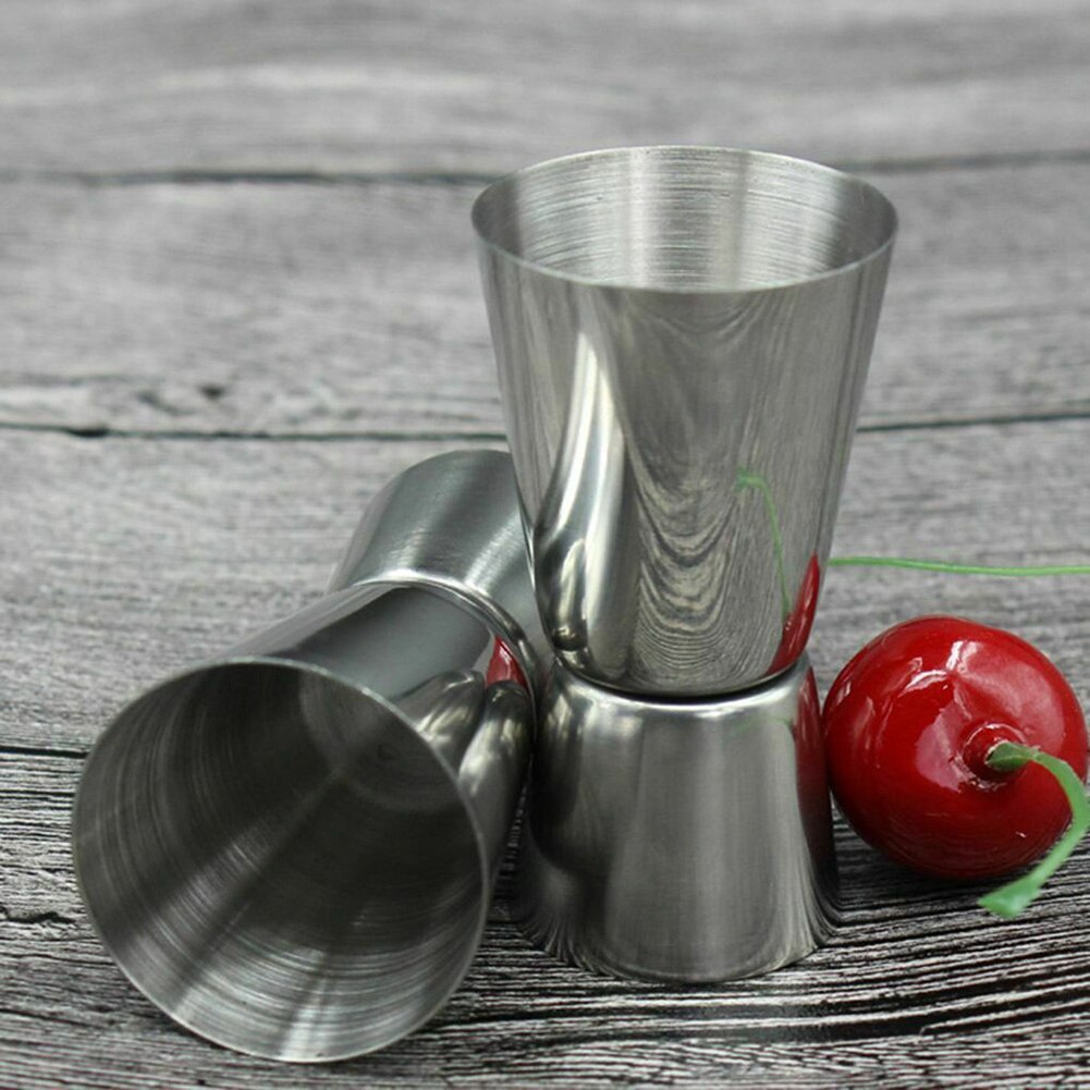 15/30ml Stainless Steel Measure Cup Jigger Single Double Shot Short Cup Tool Double Shot Cocktail Wine Measure Cups Durable Jugs