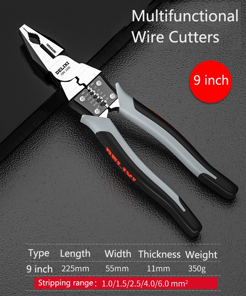 Multifunctional Wire Cutters Pliers Needle Nose Pliers Diagonal Pliers Wire Cable Cutters Hardware Plier Electrician Hand Tools: Wire cutter 9 inch