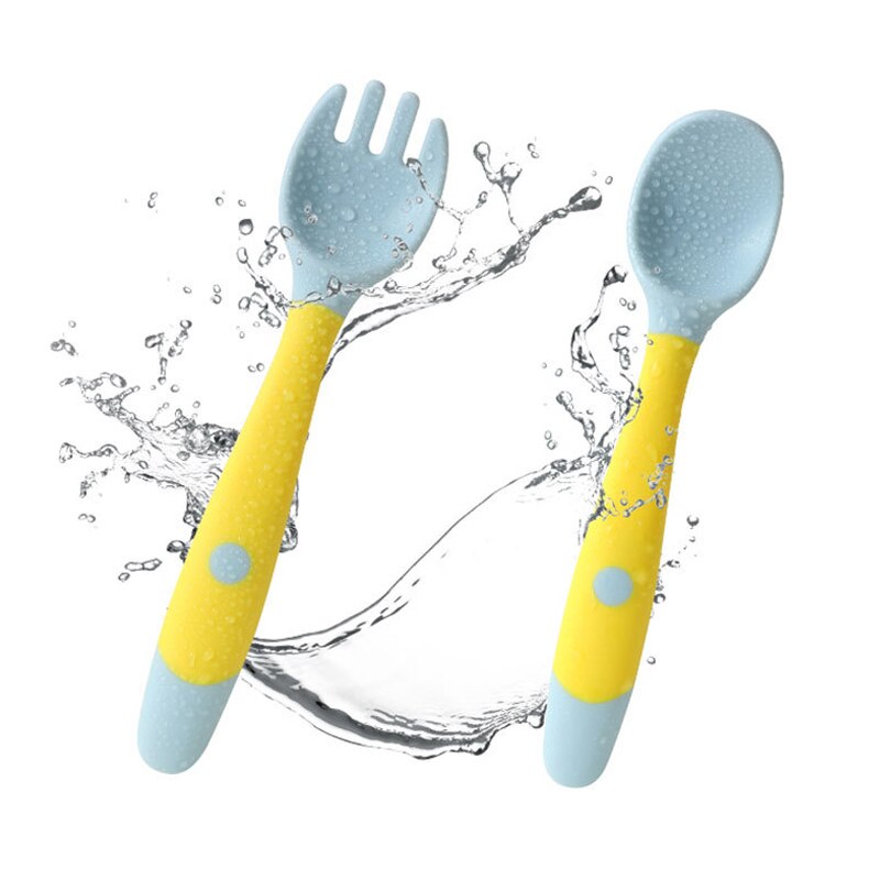 Baby Draagbare Zachte Twist Lepel Vork Voeden Training Set Kind Kid Gerechten Peuter Voeden Accessoires Kinderen Servies Goederen