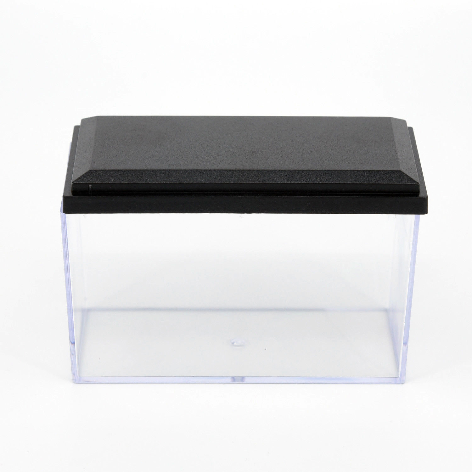Klar akryl vitrin perspex box 10cm l plast vit bas dammtät