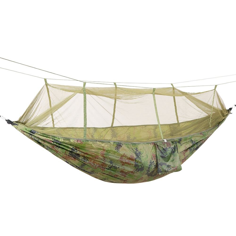 Draagbare Hoge Sterkte Parachute Stof Camping Hangmat Opknoping Bed Met Klamboe Slapen Hangmat