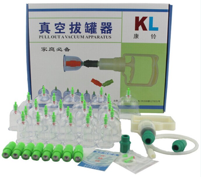 Vacuüm Cupping Apparaat 24 Tank Glas Cuppers Pull Gasflessen Zuignap Massage Jar Magnetische Therapie