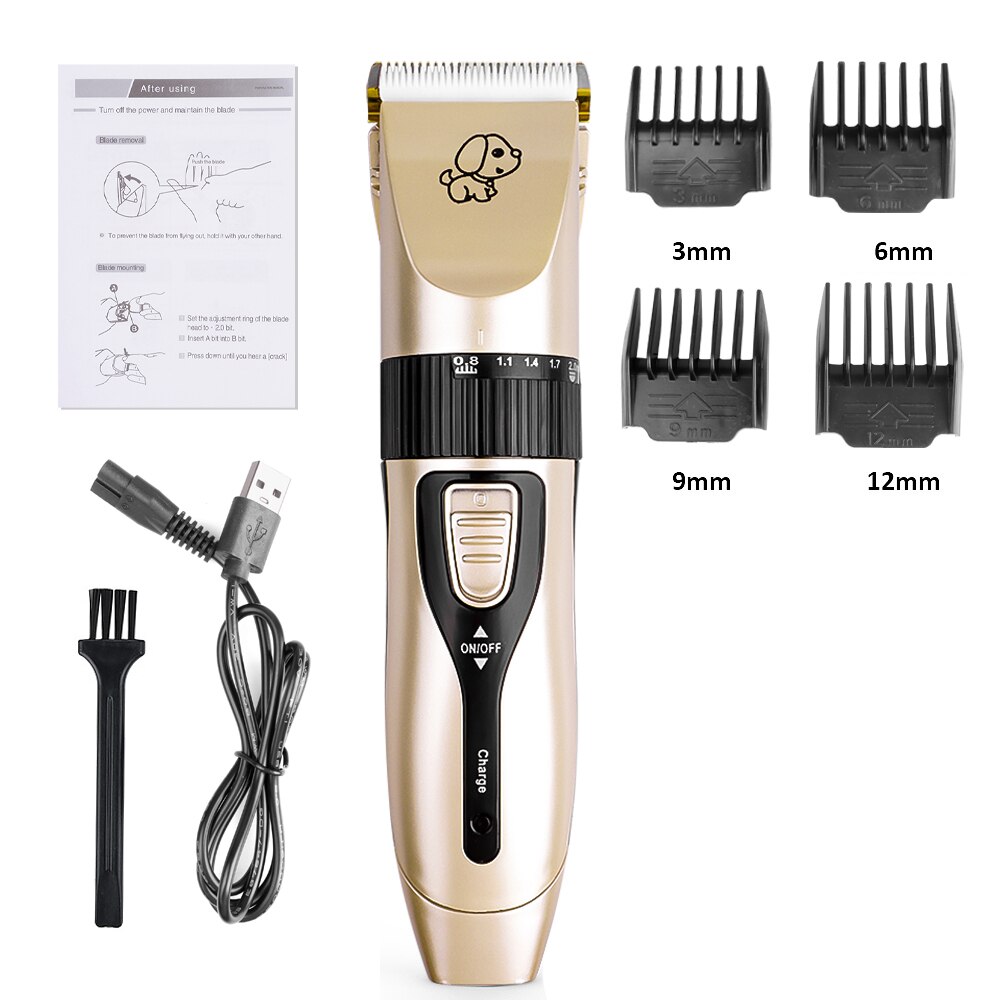 Hond Haar Trimmer Oplaadbare Grooming Scheerapparaat Professionele Scheerapparaat Set Elektrische Shear Tondeuse Hond Haar Snijder: Standard Gold