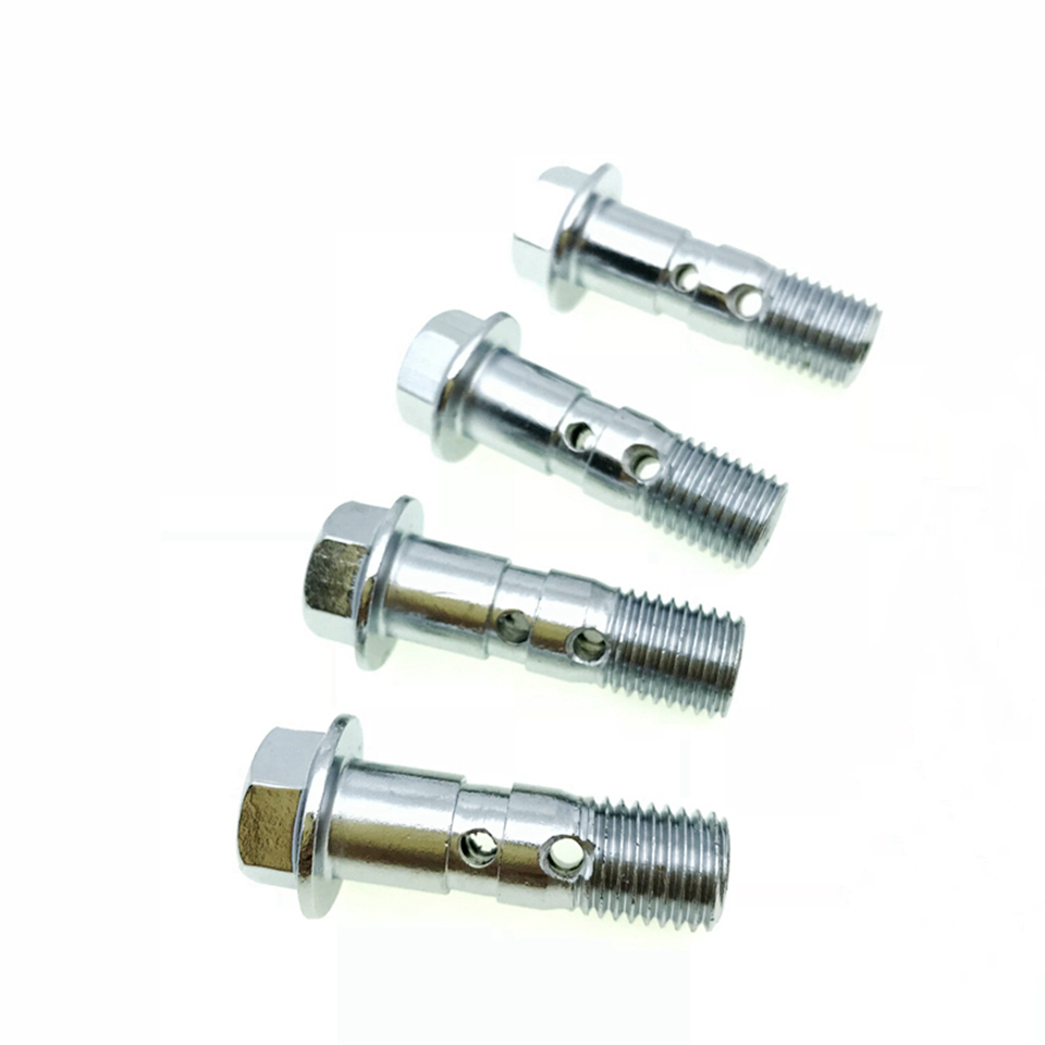 Tornillo de drenaje de aceite para motocicleta, pinza de freno, tornillo doble Banjo, pinza Master, M10x1.25, cromo