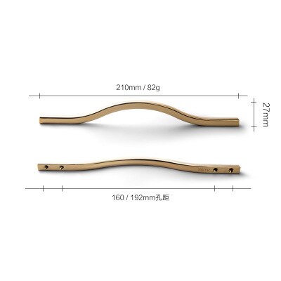 Tiradores modernos dorados, negros y grises para cajones, baño, cocina, puerta de armario: 1pc-320mm-gold