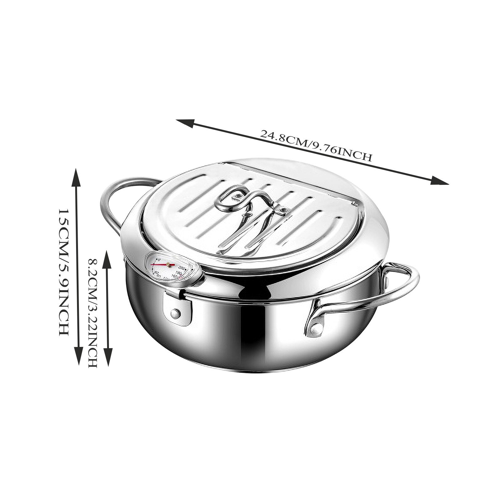 Friteuse de Camping Portable en acier inoxydable 304, outil de cuisine domestique, avec passoire et contrôle de la température, # g30