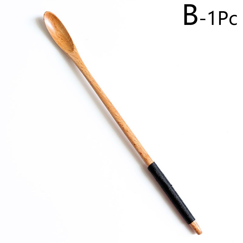 Natural Wooden Spoon With Long Thin Handle Stirring Rod Mixing Spoons Dessert Coffee Tea Honey Supplies Kitchen Tools Tableware: B-20CM