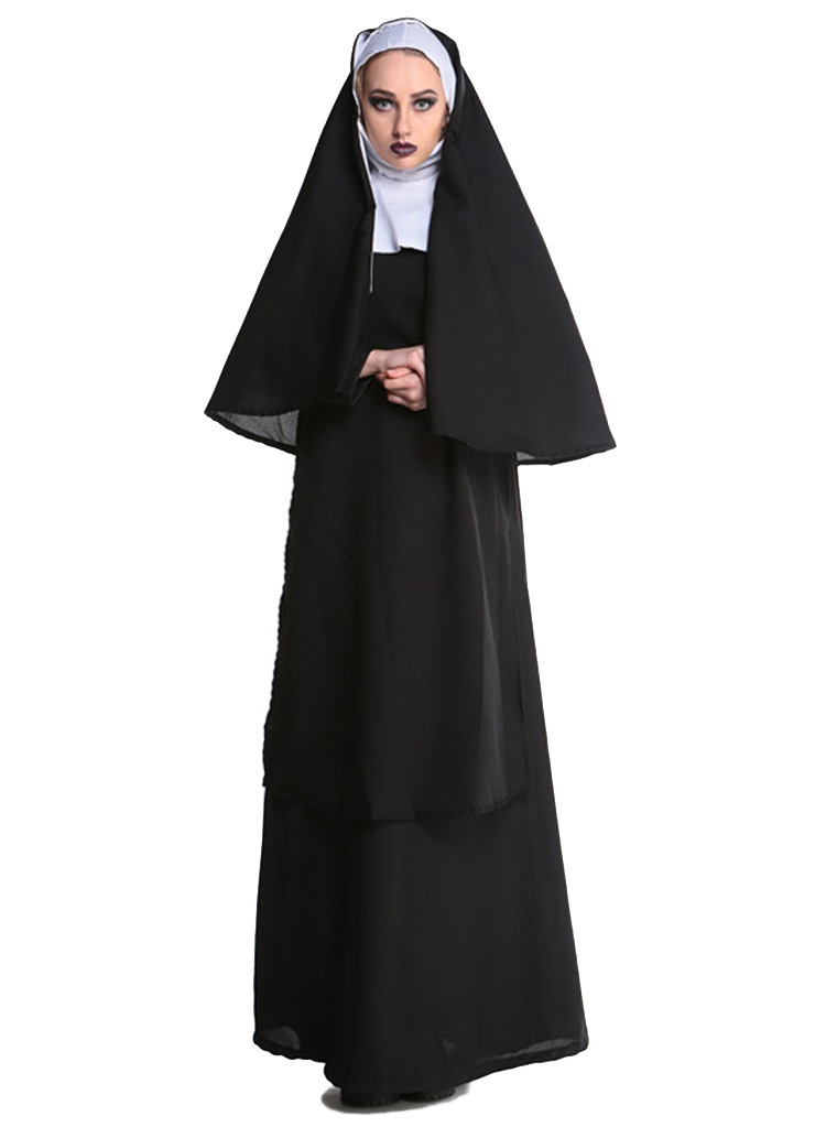 Hermana adulta traje de monja mujeres virgen religioso monja vestido de lujo: S