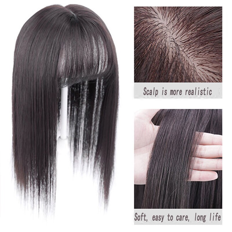 Aoosoo Lange Rechte Haar Met Zwart Bruin Haarspeld Pony Hoge Temperatuur Fiber Hair Topper Clip In Hair Extensions 2 Stijlen