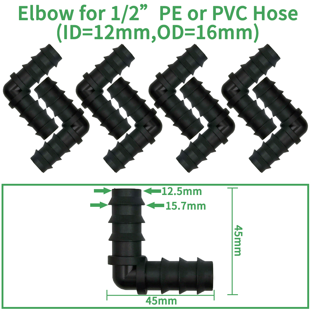 1/2 "1/4" Außengewinde anschluss an Widerhaken 16mm 20mm 25mm Pe Schlauch adapter T-Stück Winkel bogen Garten bewässerung Tropf bewässerungs system