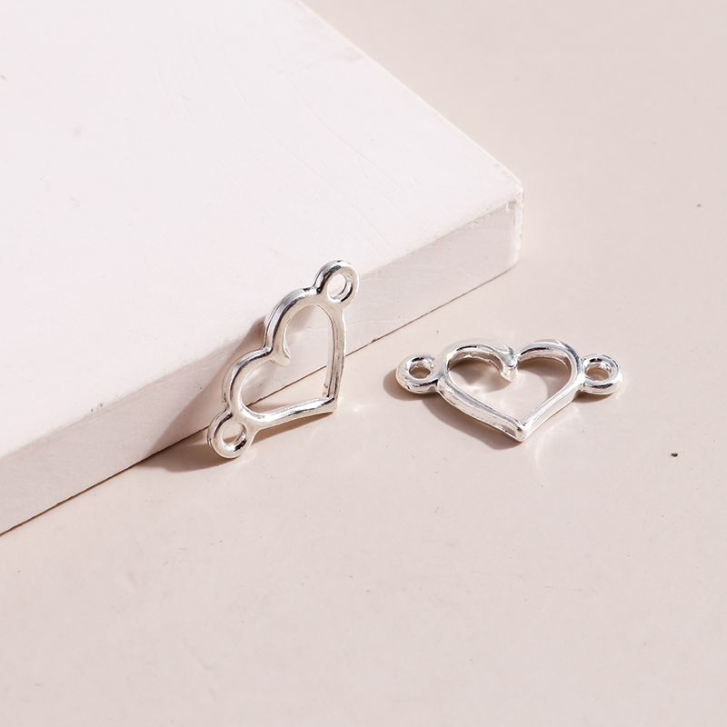 Leslie 100 Stück kleine hohle Herzen-Anschlüsse, Perlen für DIY-Armbänder, Halsketten, Gold, Silber, Farbe, Reize, Schmuckherstellung: Antikes Kupfer überzogen