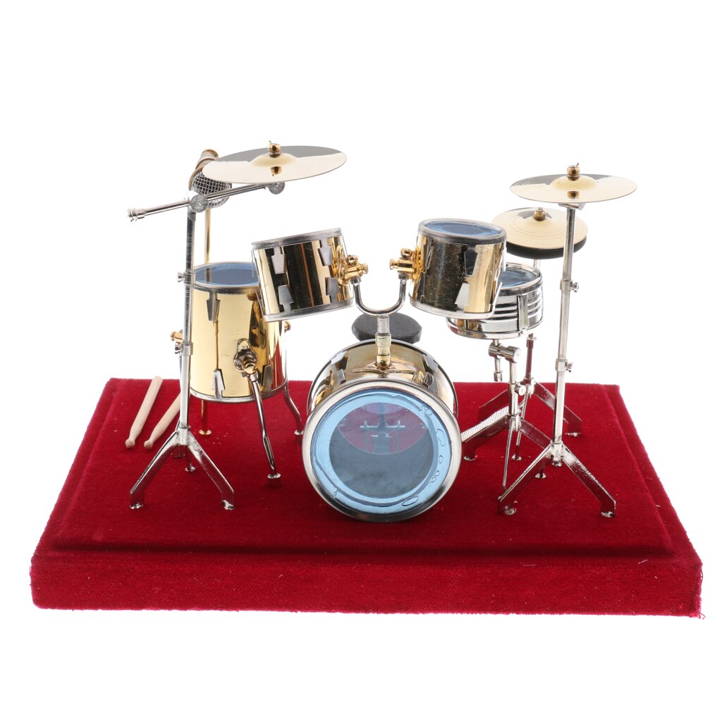 14*10*10 Cm Miniatuur Koperen Drum Set Muziekinstrument Model Poppenhuis Thuis Display Ornamenten