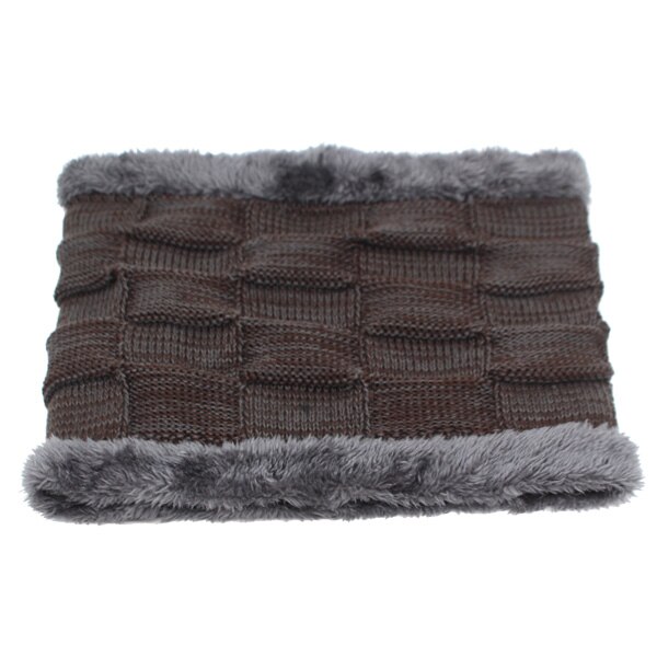 AETRUE Winter Men Scarf Ring Winter Scarves For Men Women Warp Thick Collar Neck Snood Shawl Plaid Warm Fur Soft Male Scarves: coffee