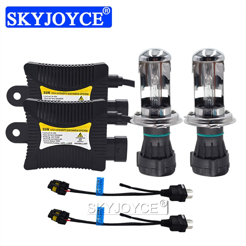 SKYJOYCE H4 BiXenon zestaw ukrył się 55W statecznik typu szczupły zestaw H13 ukrył się ksenon żarówka robić przedniego reflektora H4-3 Bi-żarówki ksenonowe zapłna samochodu blok jednostki zestaw