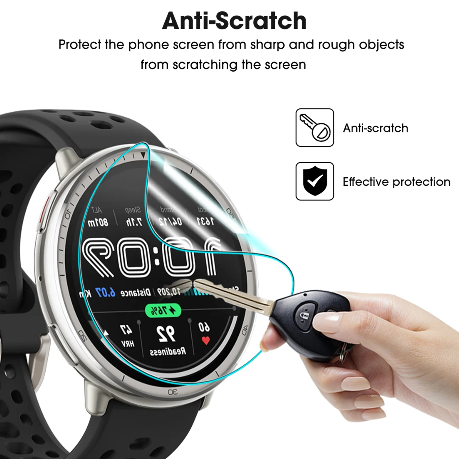 Protectores de pantalla de película de hidrogel de TPU flexibles para Amazfit Active 2 HD películas protectoras transparentes antiarañazos para reloj inteligente Active 2