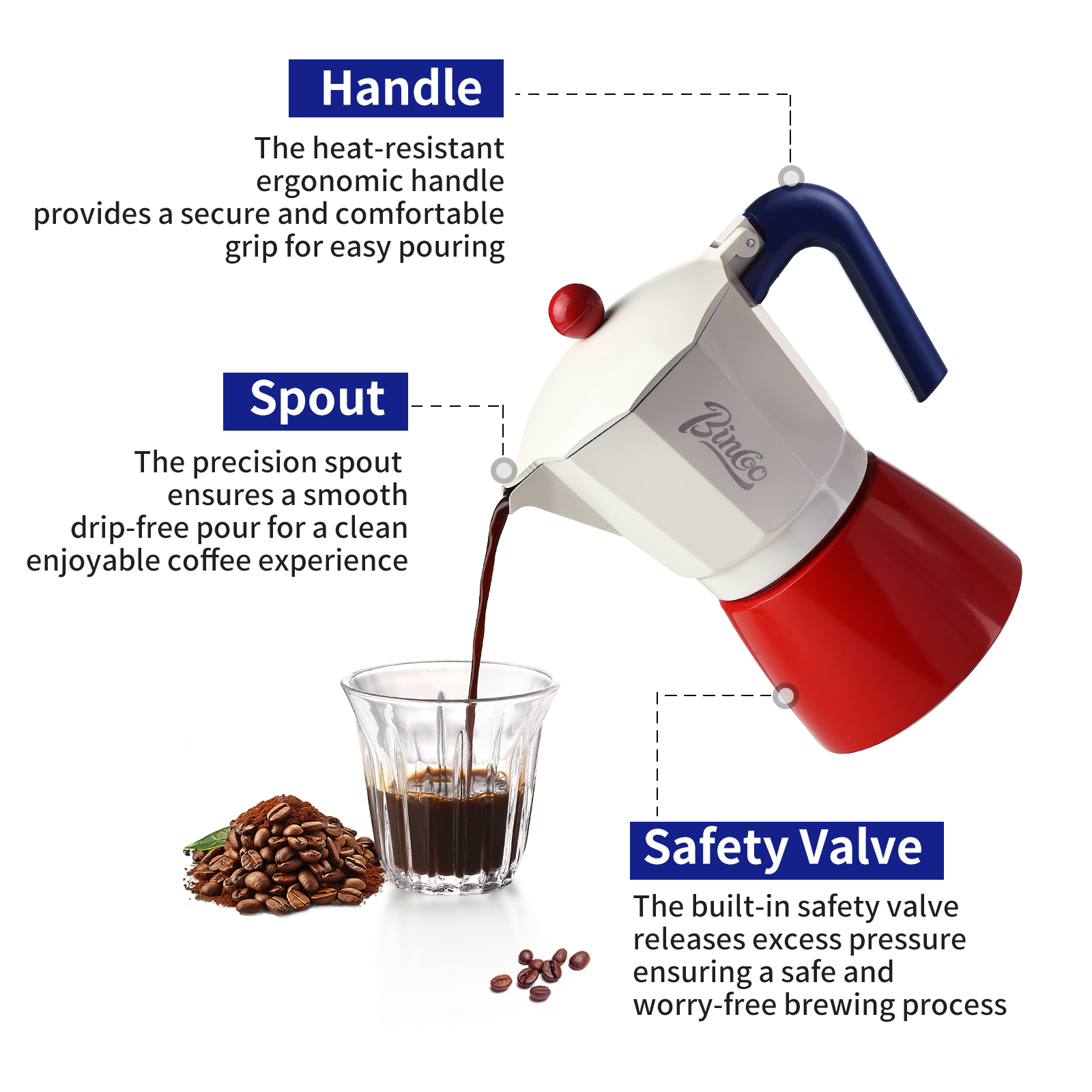 BINCOO 150 ml/300 ml Moka Pot, Koffiepotten, Mokka Potten, Kookplaat Espresso Maker, Italiaans Koffiezetapparaat, Kookplaat Espresso Koffiezetapparaat