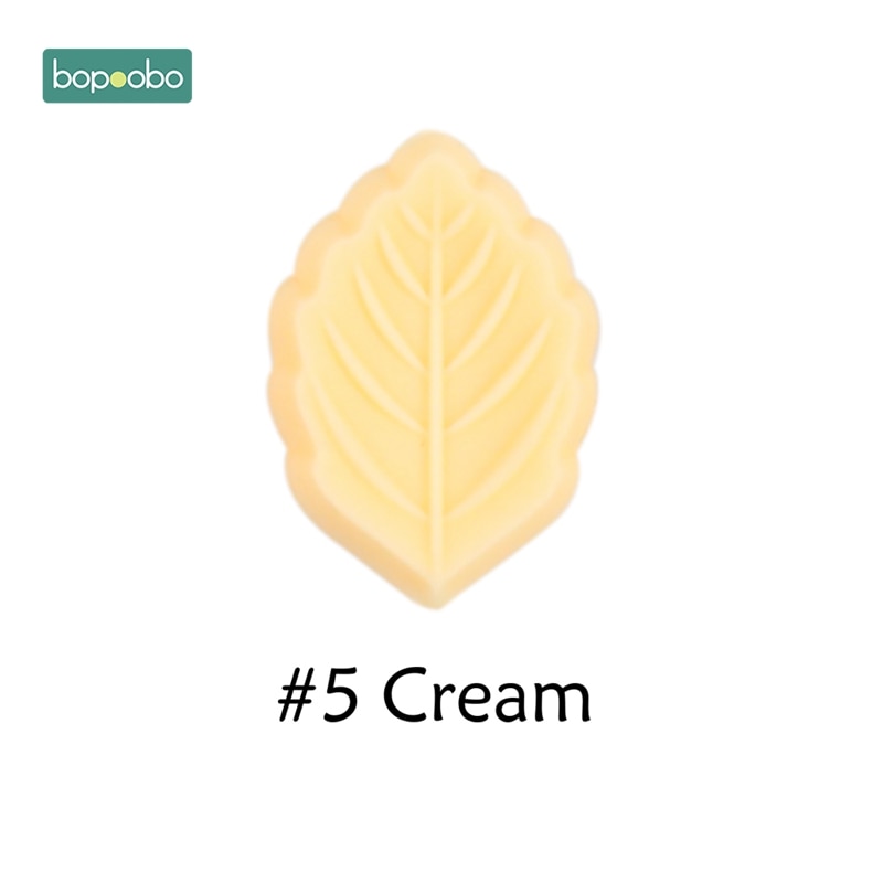 Bopoobo 5pc Silikon Perlen Blatt sehr klein Stange BPA FREI Silikon Beißringe Baby Spielzeug Silizium Perlen DIY Baby Zahnen Silikon nagetier: Creme Blatt