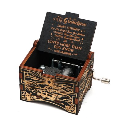 Carved Hand Music Box Wooden Black Music Box You Are My Sunshine To Lover To daughter To husband Birthday Year: 14