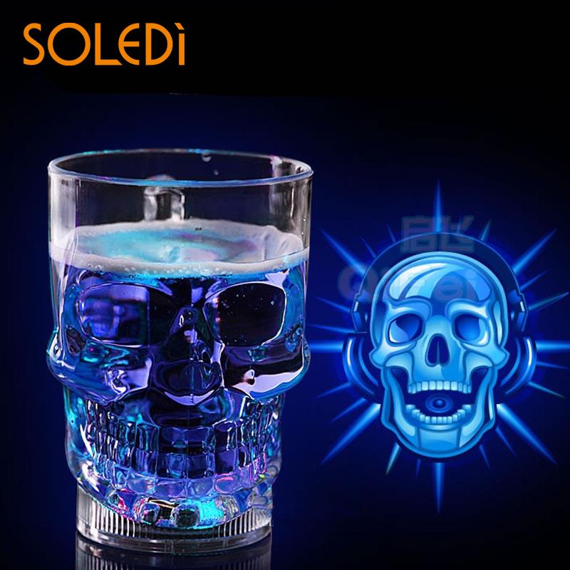 Led skull cup bar pub øl drikke drikke krus barware aktivert hodeskalle hode vodka shot vin glass bar vin