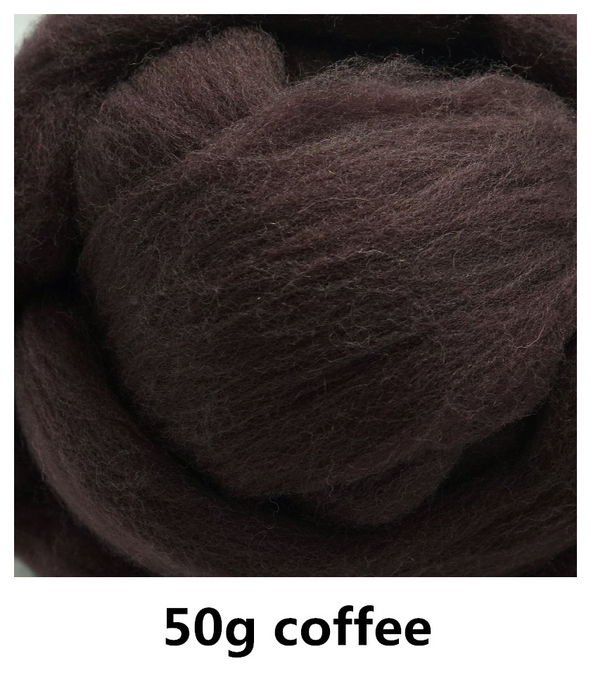 50g Super Snelle vilten Korte Vezel Wol in Naald Vilten wolvilt kleur Koffie nat vilten