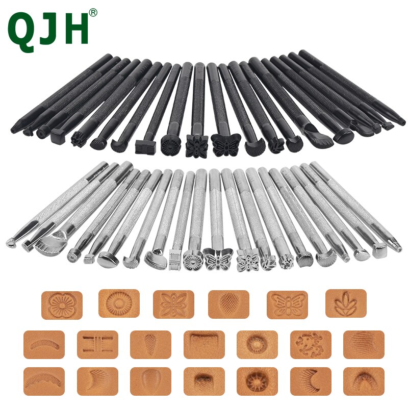 20 Pièces Estampage Cuir Diy Cuir Travail Selle Outils Set Sculpture Artisanat Making Poinçon Timbres Outils À La Main D&#39;art