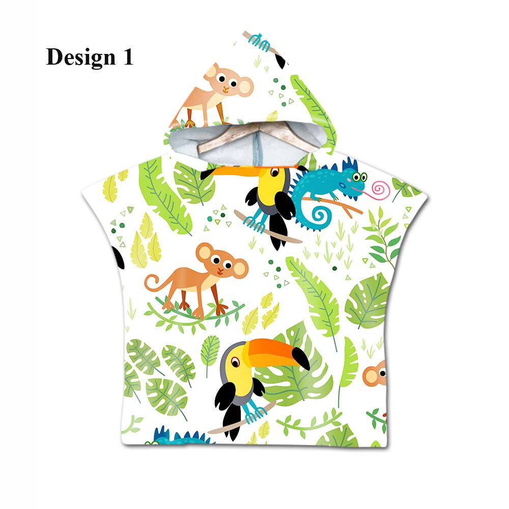 de cactus tropical Animal elefante tucán bebé toalla tipo poncho para niños nadar baño playa toalla con capucha capa: Design 1