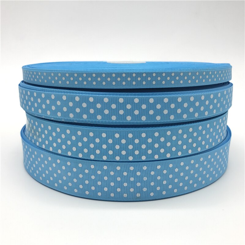 10mm 15mm 20mm 25mm Grosgrain Lint Sky blue Printing Polka Dot Haar Boog Party Kerst Wedding decoratie DIY Cadeaupapier: 25mm