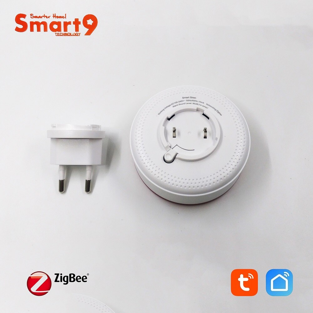 Alarma ZigBee Hooter Smart9 que funciona con TuYa ZigBee Hub, sirena inteligente con sonido y luz de Flash automatización por Smart Life App
