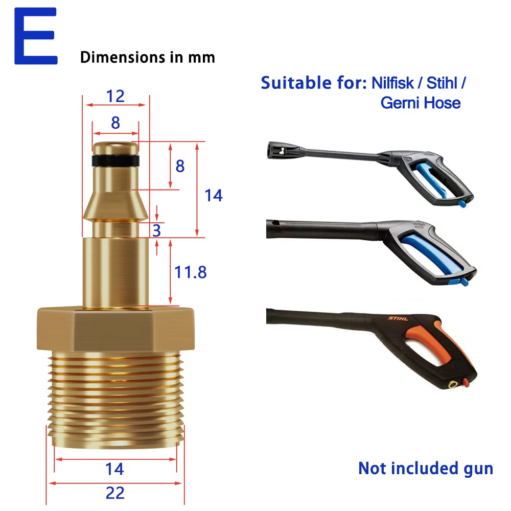 Hogedruk Auto Wasmachine Slang Snelkoppeling Converter M22 Draad Spoelbakken Converter voor Karcher Lavor Parkside hogedrukreiniger: Zilver