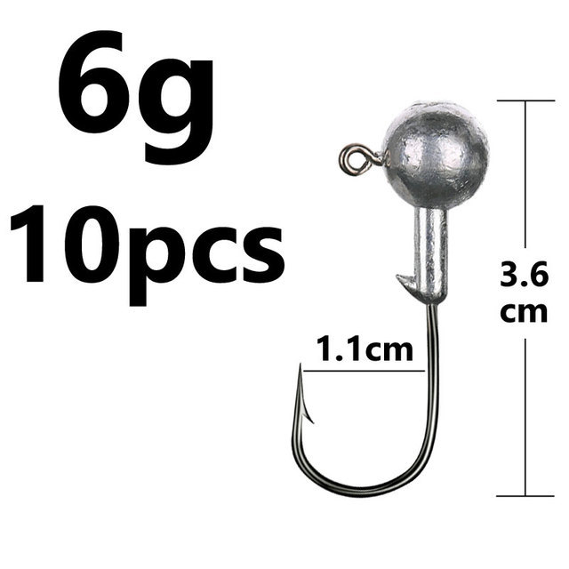 1g 2g 3g 4g 5g 10g 20g 22g 25g 28g Coating High Carbon Stainless Head Hook Jig Bait Fishing Hooks For Soft Lure Fishing: 6g