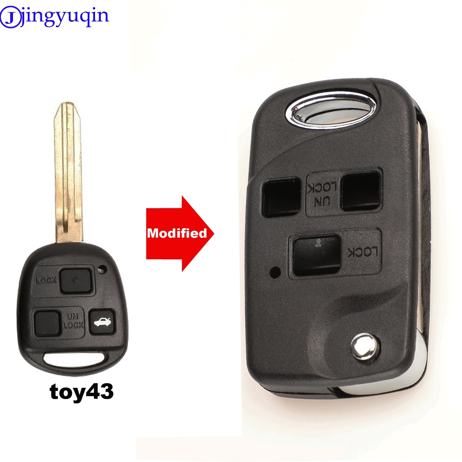 Jingyuqin 2/3 Knoppen Afstandsbediening Folding Flip Autosleutel Shell Case Voor Toyota Yaris Carina Corolla Avensis Cover Toy43 Toy48 Blade fob