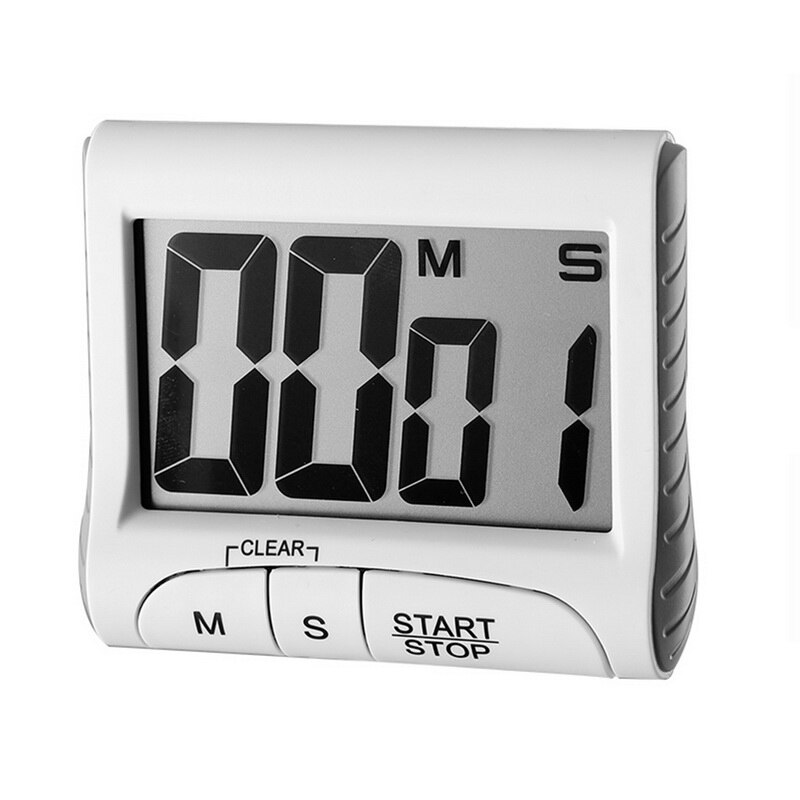 LCD Digital Display Timer Multifunctional Portable Kitchen Timer With Alarm Clock & Countdown Memory Function Cooking Timer: A-White