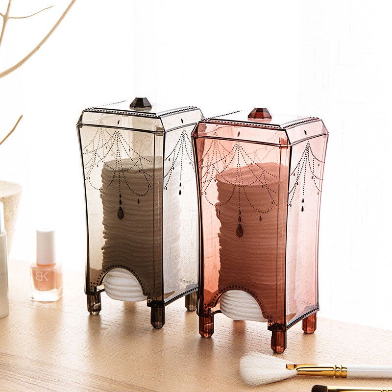 Beste wattenschijfjes dispenser opbergdoos doos wollen deksel transparant stofvrij make-up organizers dames opbergdoos